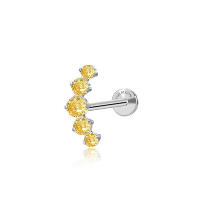 Titanium Five Golden Gemstone Cluster Flat Back Stud