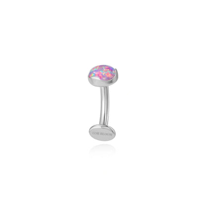 Titanium Floating Navel Belly Ring - Violet Flame Opal