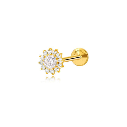 Titanium Clear Crystal Sunflower Flat Back Stud