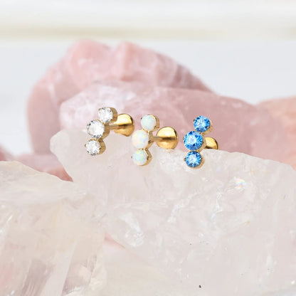 Titanium Elpis White Opal Trinity Cluster Flat Back Stud