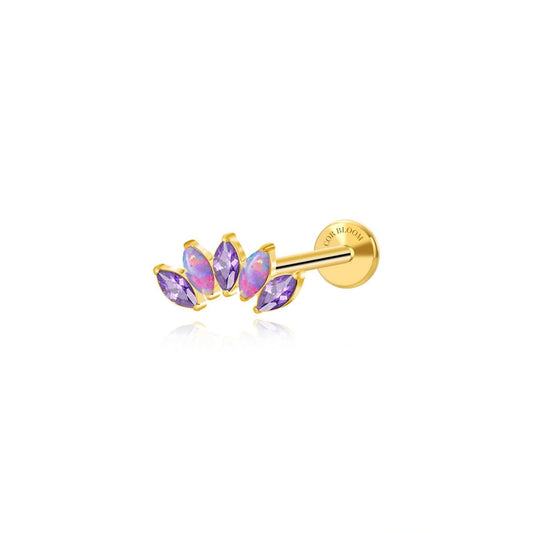 Titanium Purple Opal & Amethyst 5-Petal Marquise Stud