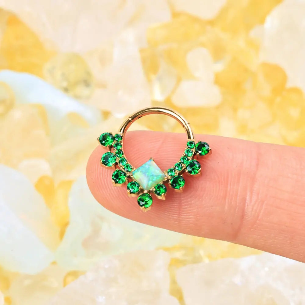 Titanium Persephone Spring Green Opal Clicker