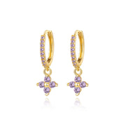 Avra Amethyst Four-Leaf Clover Pave Hoops