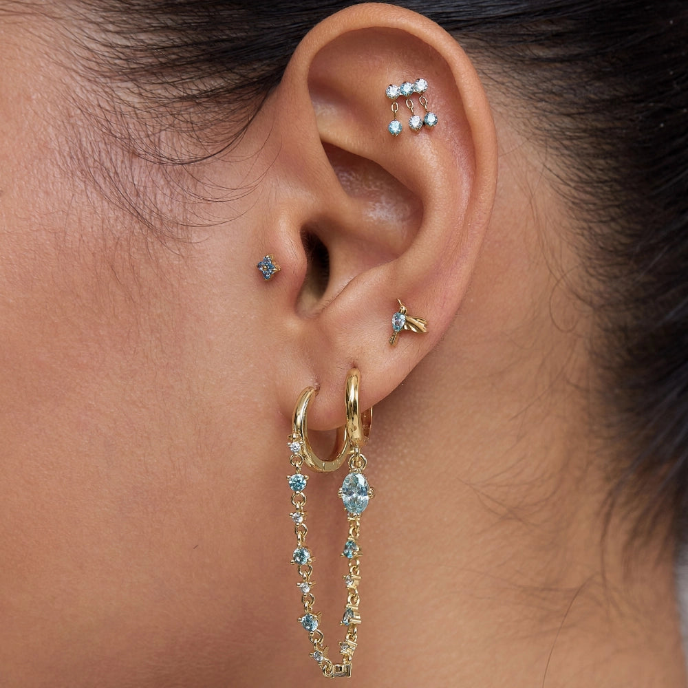 Titanium Aquamarine Frida Bird Stud - Freedom