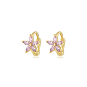 Ella Pink Flower Huggie Earrings