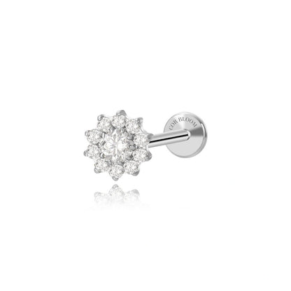 Titanium Diamond Sunflower Flat Back Stud