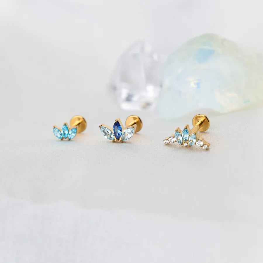 Titanium Aila Crown Stud - Aquamarine Ocean Breeze