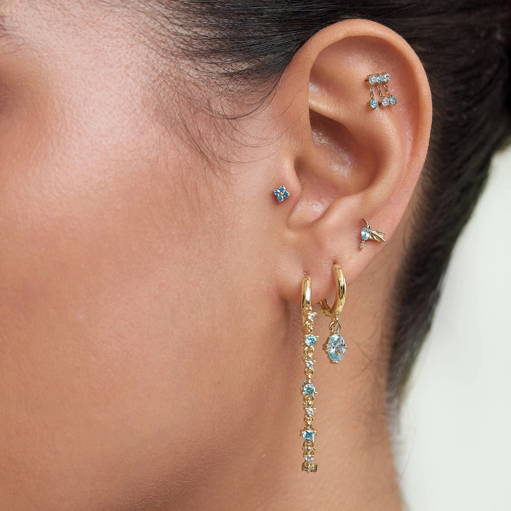 Aleia Aquamarine Oval Stone Hoop Earrings