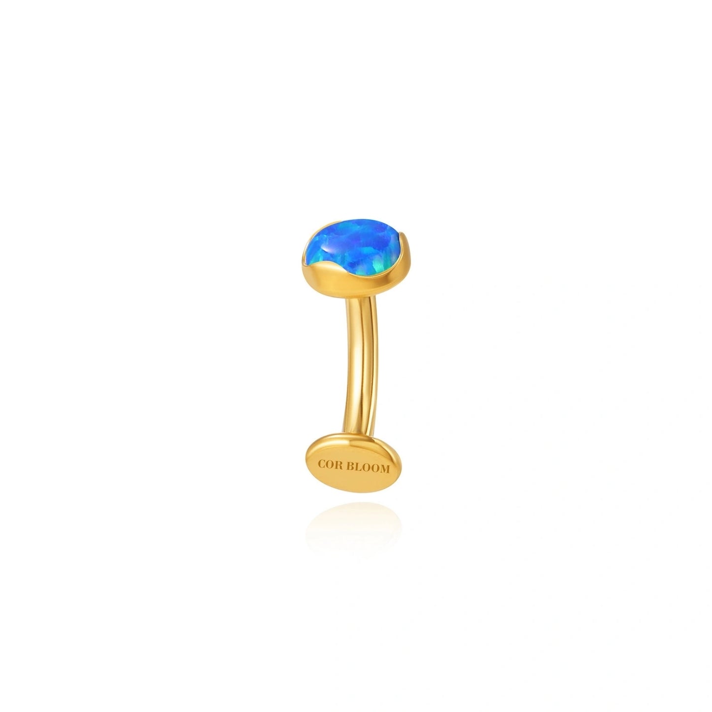 Titanium Floating Navel Belly Ring - Ocean Blue Opal