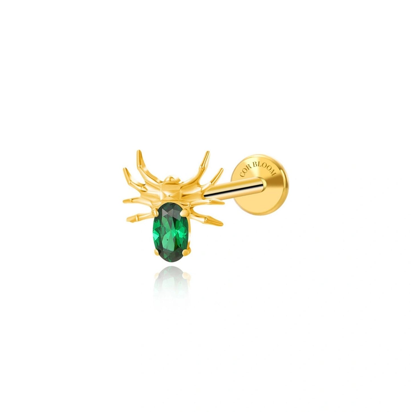 Titanium Green Emerald Spider Flat Back Stud