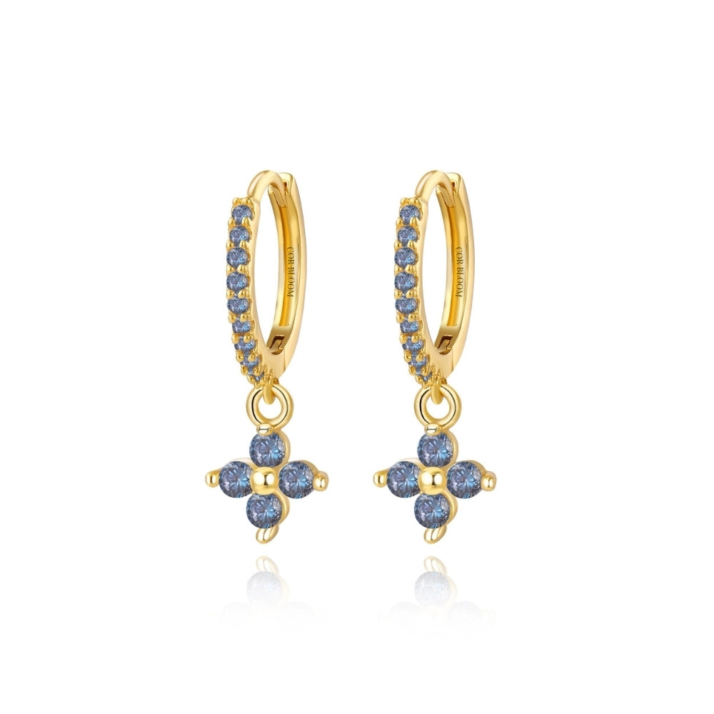 Avra Tanzanite Four-Leaf Clover Pave Hoops