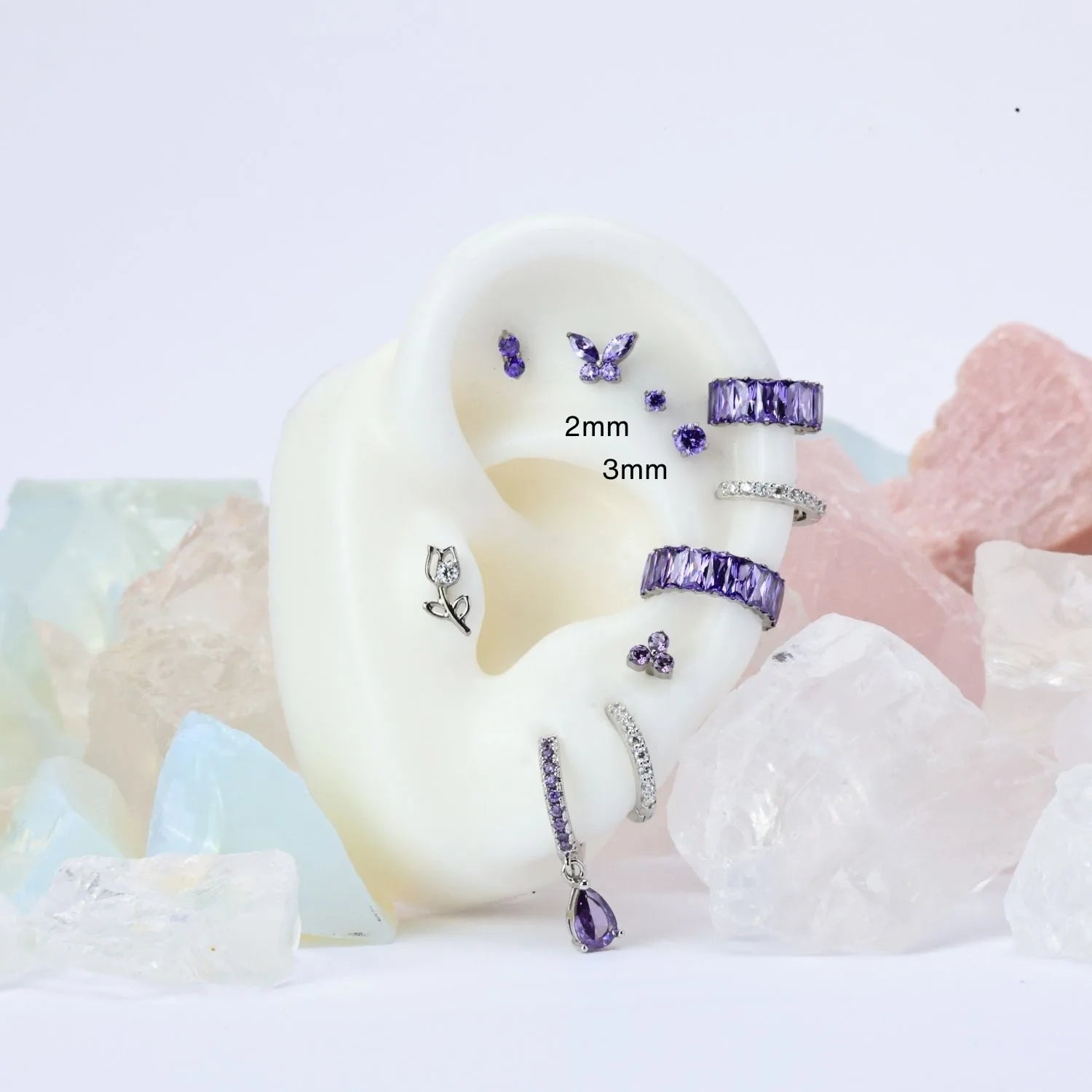 Titanium Multisize Amethyst Gemstone Piercing Stud
