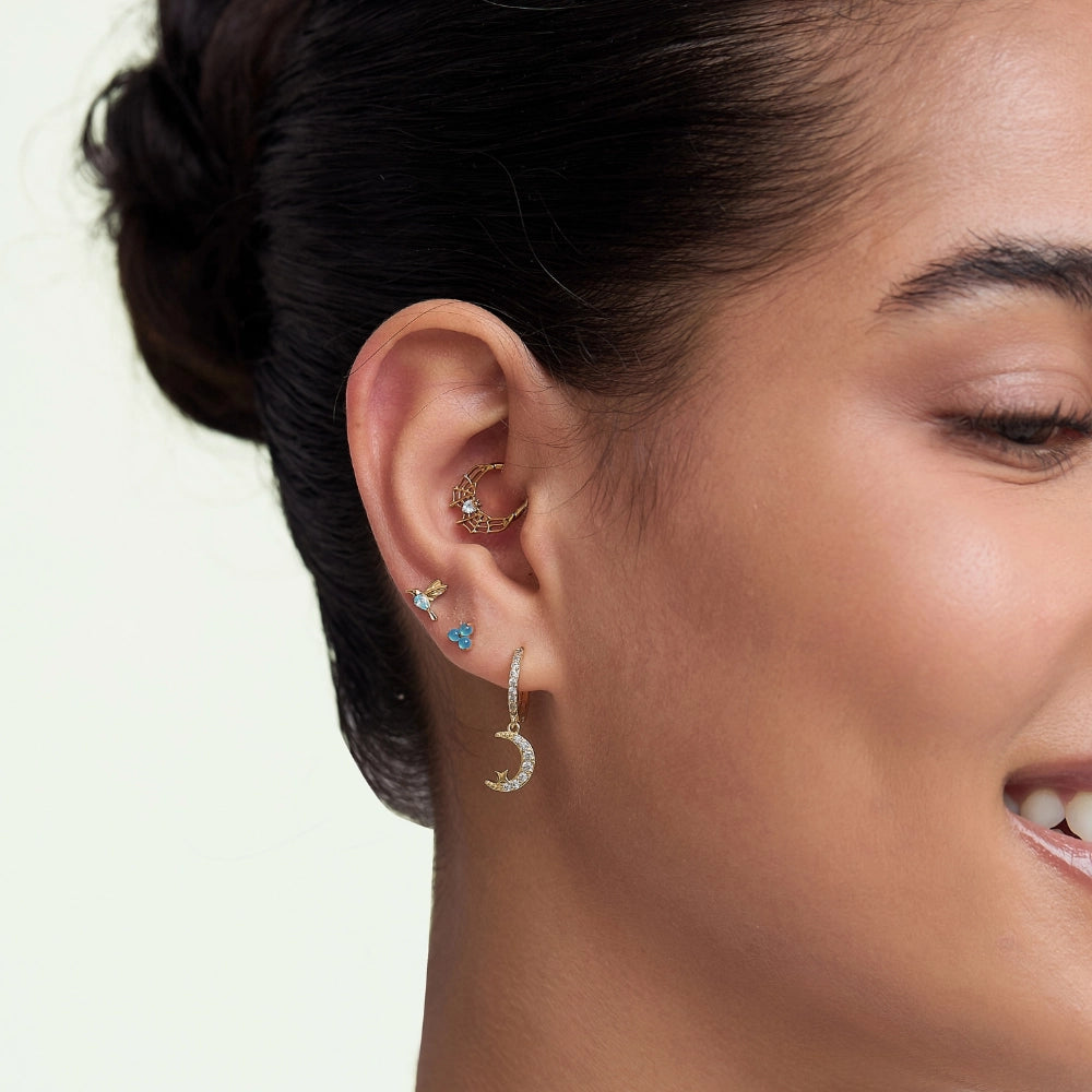 Titanium Aquamarine Frida Bird Stud - Freedom