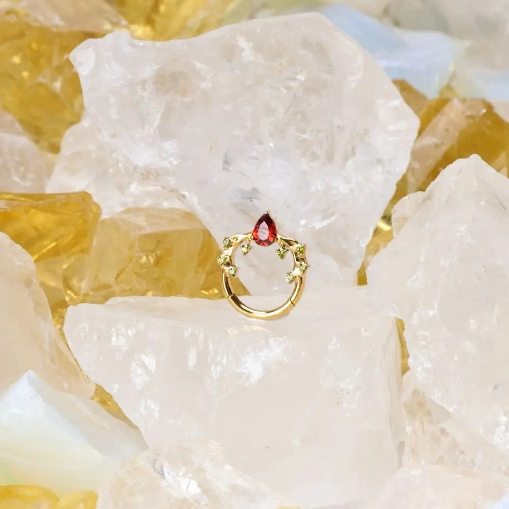 Titanium Red Garnet & Peridot Reindeer Clicker