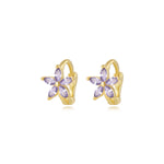 Ella Amethyst Flower Huggie Earrings