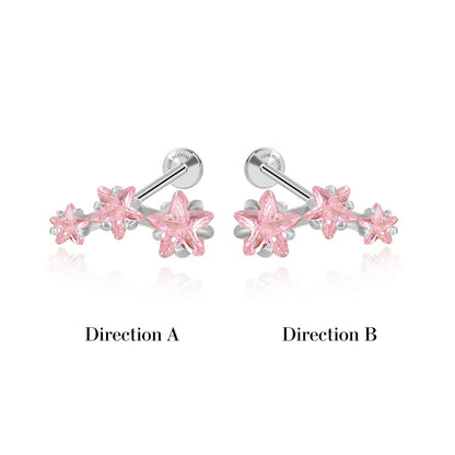 Pink Trio Star Cluster Flat Back Piercing Stud