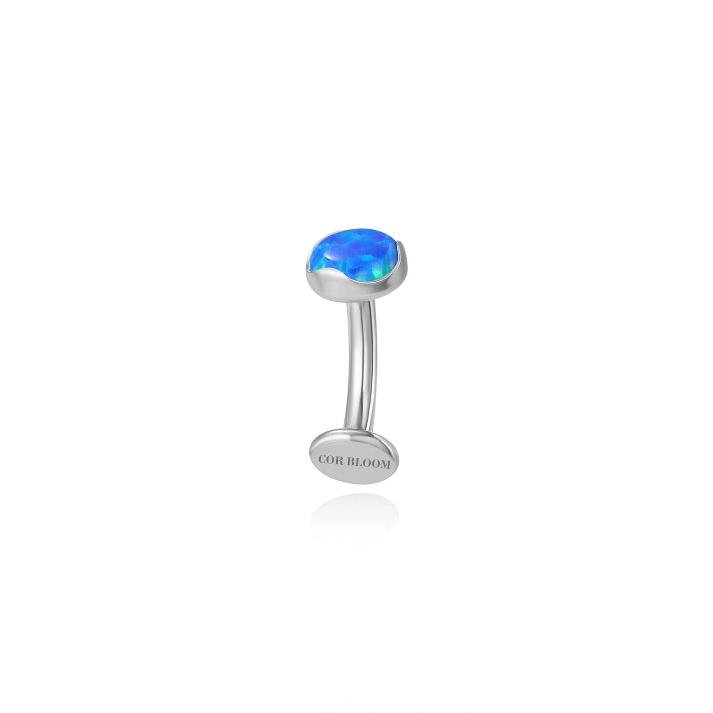 Titanium Floating Navel Belly Ring - Ocean Blue Opal