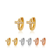 Faith's Embrace Pavé Cross Hoop