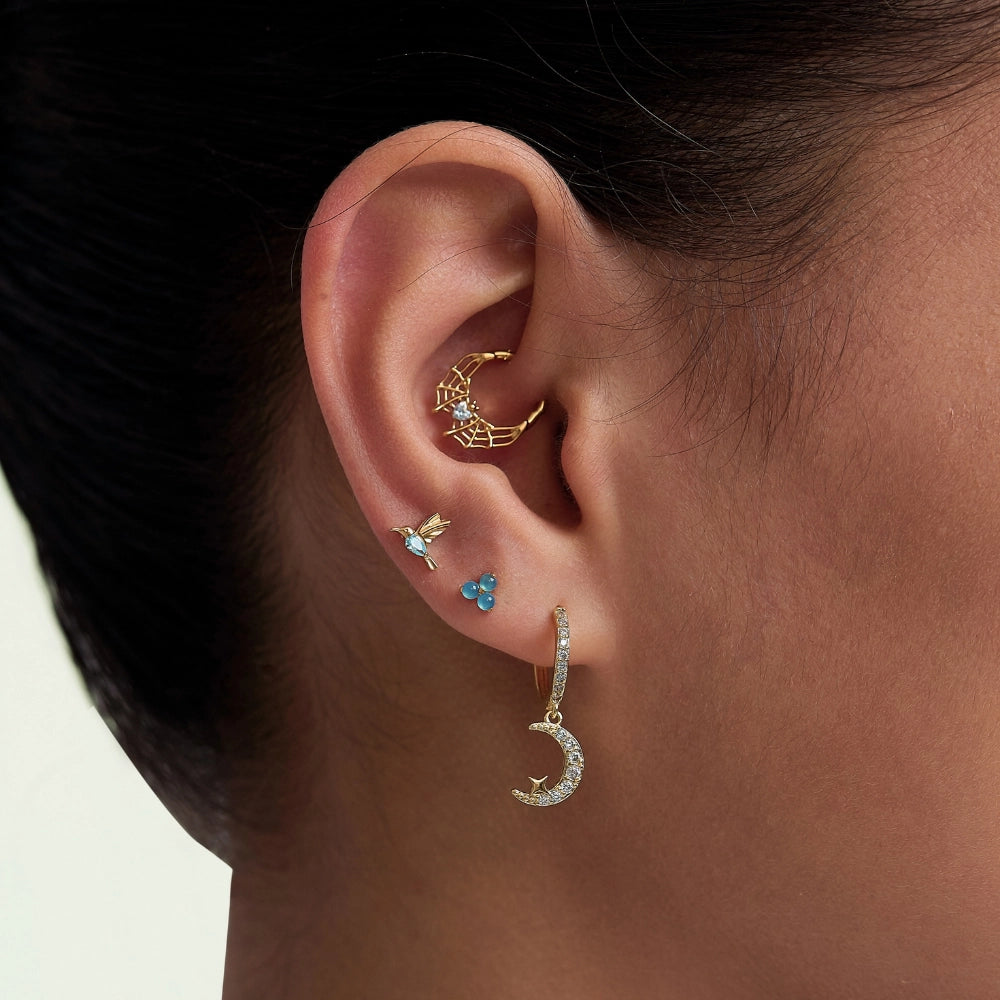 Titanium Athina Mini Triangle Stud - Blue Agate
