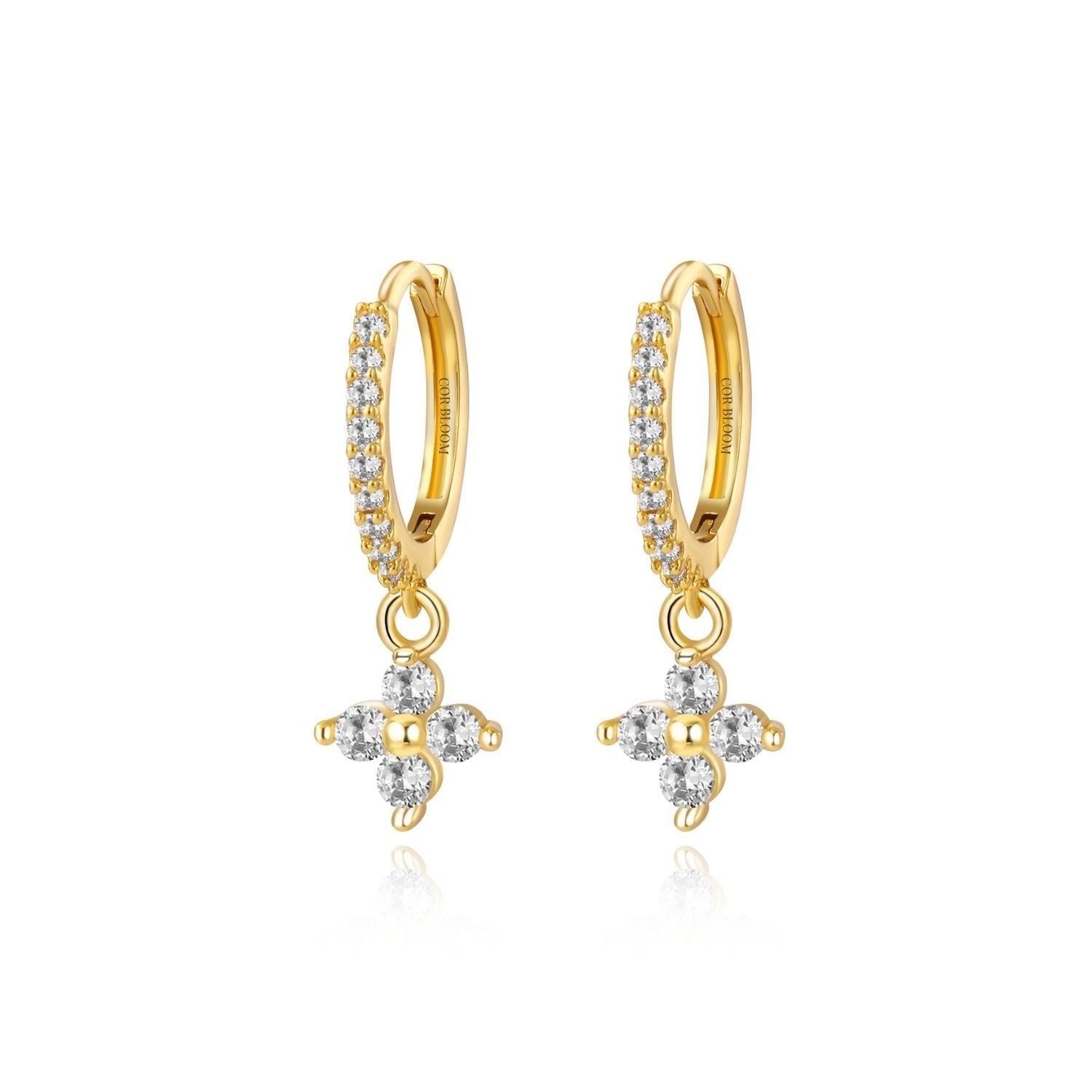 Avra Crystal Four-Leaf Clover Pave Hoops
