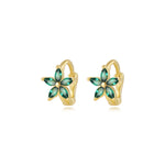 Ella Green Emerald Flower Huggie Earrings