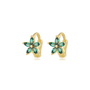 Ella Green Emerald Flower Huggie Earrings