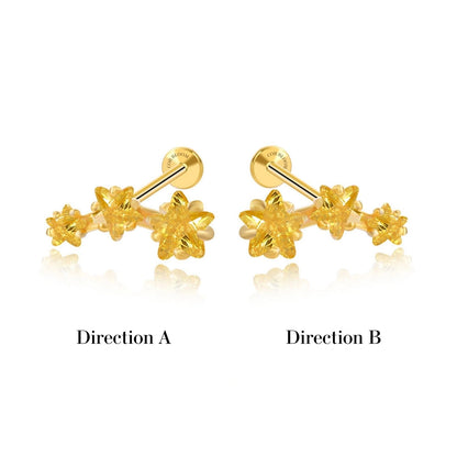 Golden Trio Star Cluster Flat Back Piercing Stud