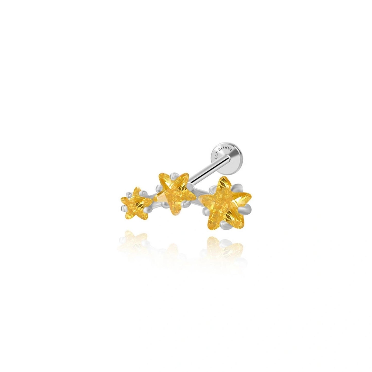 Golden Trio Star Cluster Flat Back Piercing Stud