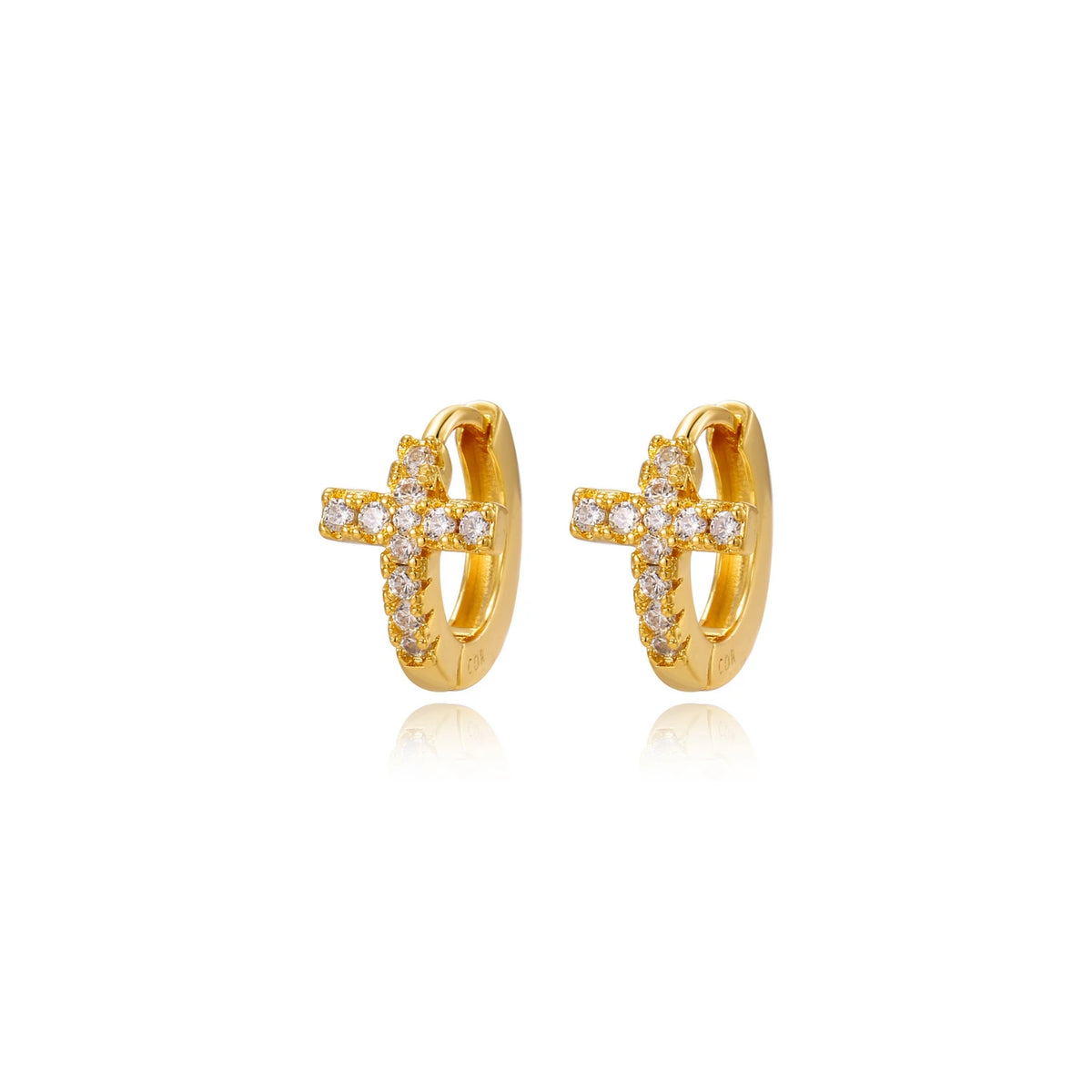 Faith's Embrace Pavé Cross Hoop