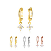 Olivia White Crystal Four-Clover Hoop Earrings