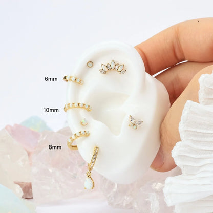 Titanium Ariadne 7-Petal Opal Crown Flat Back Stud