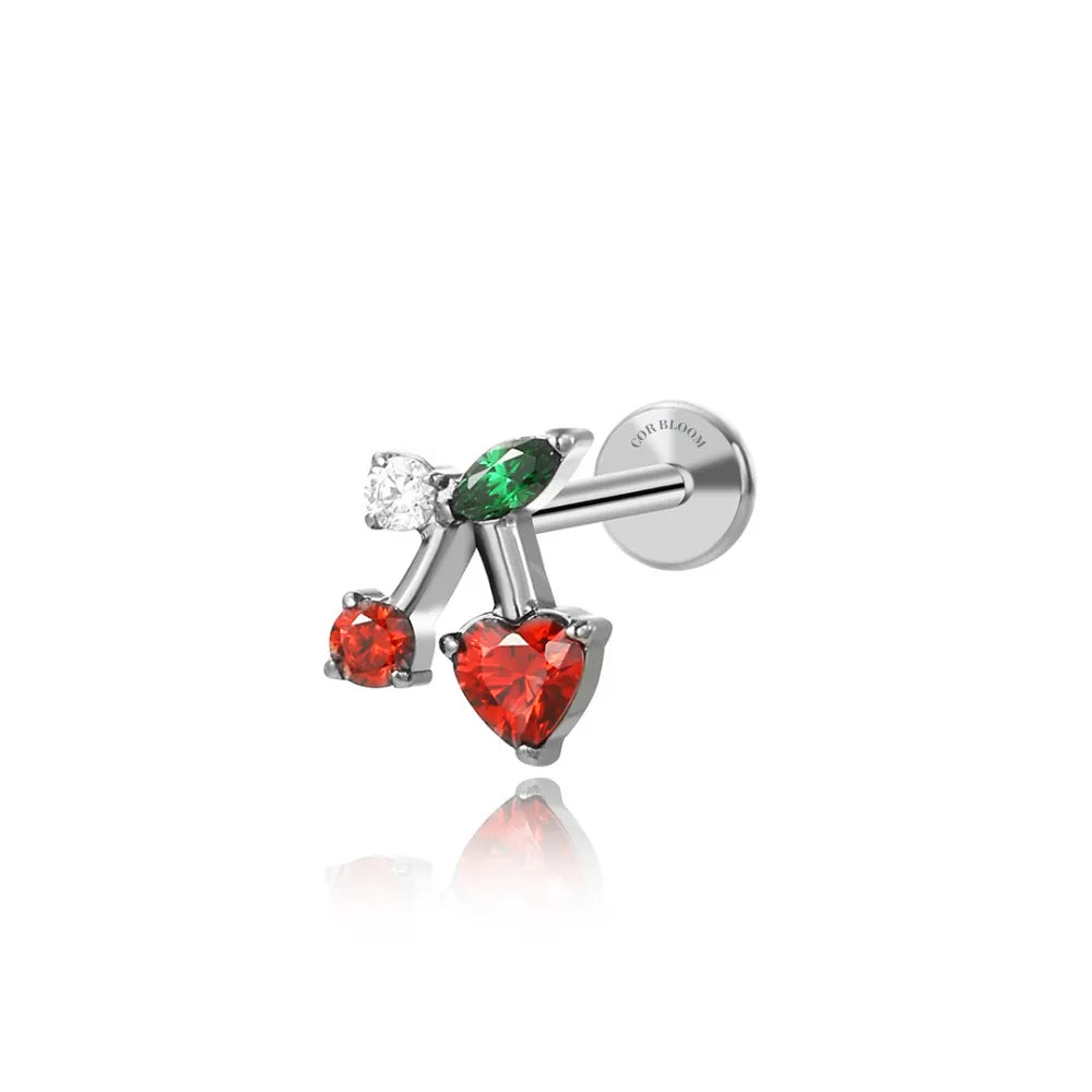 Titanium Red Cherry Piercing Earring