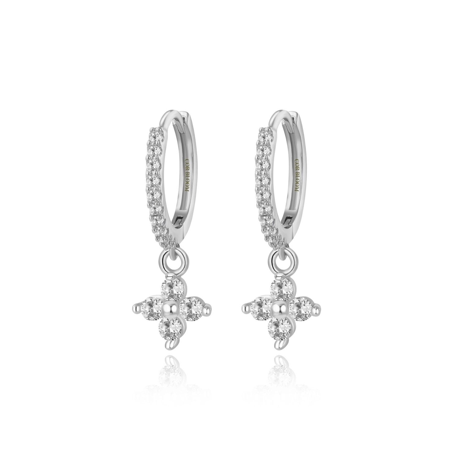 Avra Crystal Four-Leaf Clover Pave Hoops