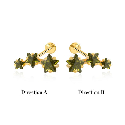 Peridot Trio Star Cluster Flat Back Piercing Stud