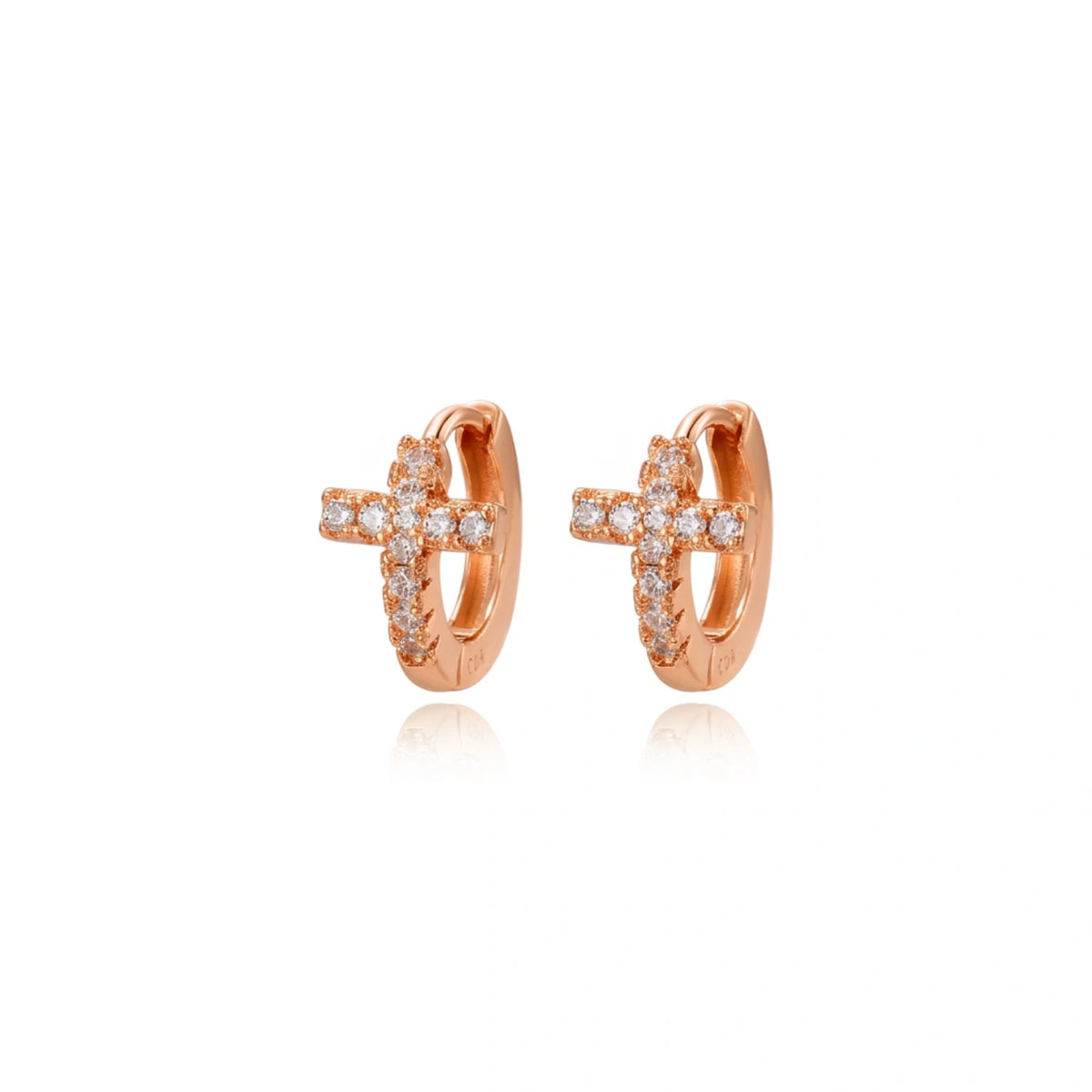 Faith's Embrace Pavé Cross Hoop