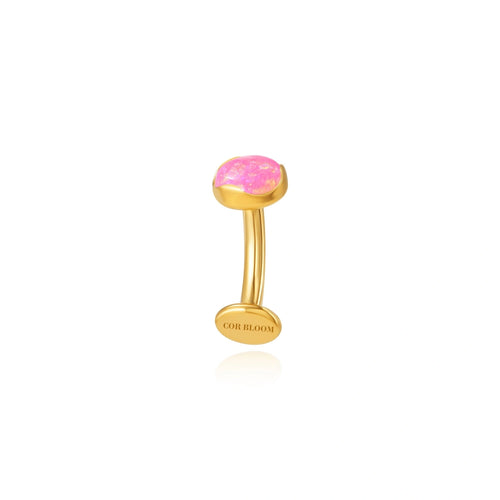 Titanium Floating Navel Belly Ring - Pink Opal