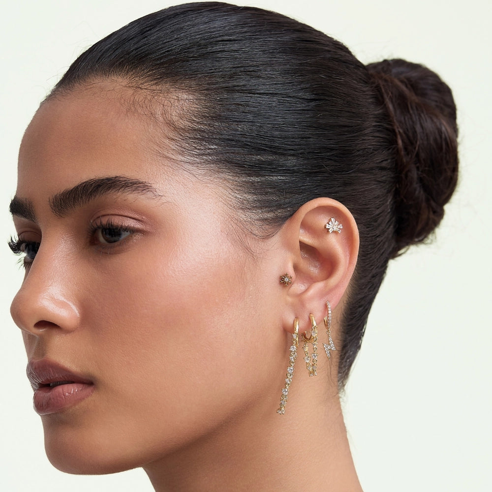 Livia Crystal Gemstones Dangling Chain Hoop Earring