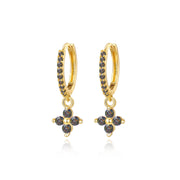Avra Dark Iridescent Four-Leaf Clover Hoop Earrings