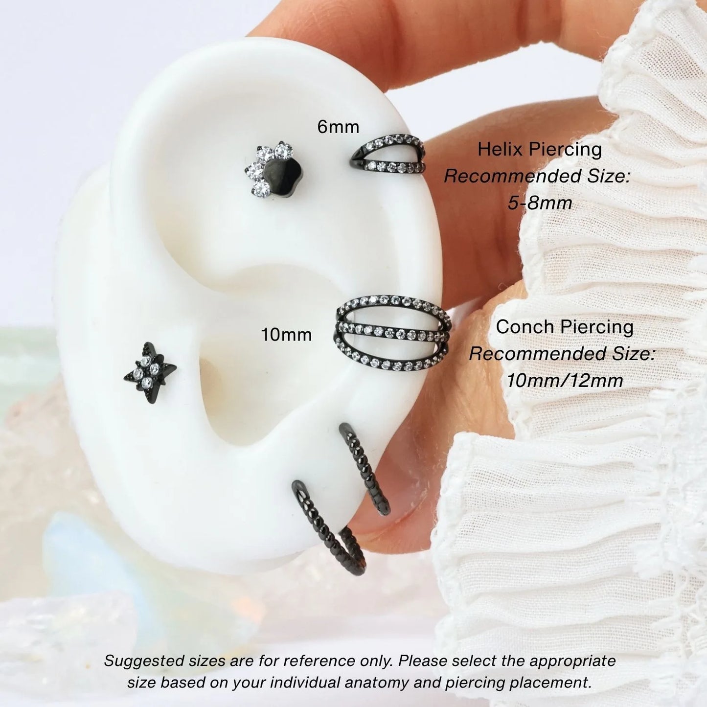 Titanium Duo Diamond Pave Clicker | Conch Hoop