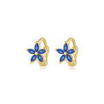 Ella Blue Sapphire Flower Huggie Earrings