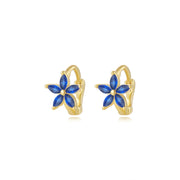 Ella Blue Sapphire Flower Huggie Earrings