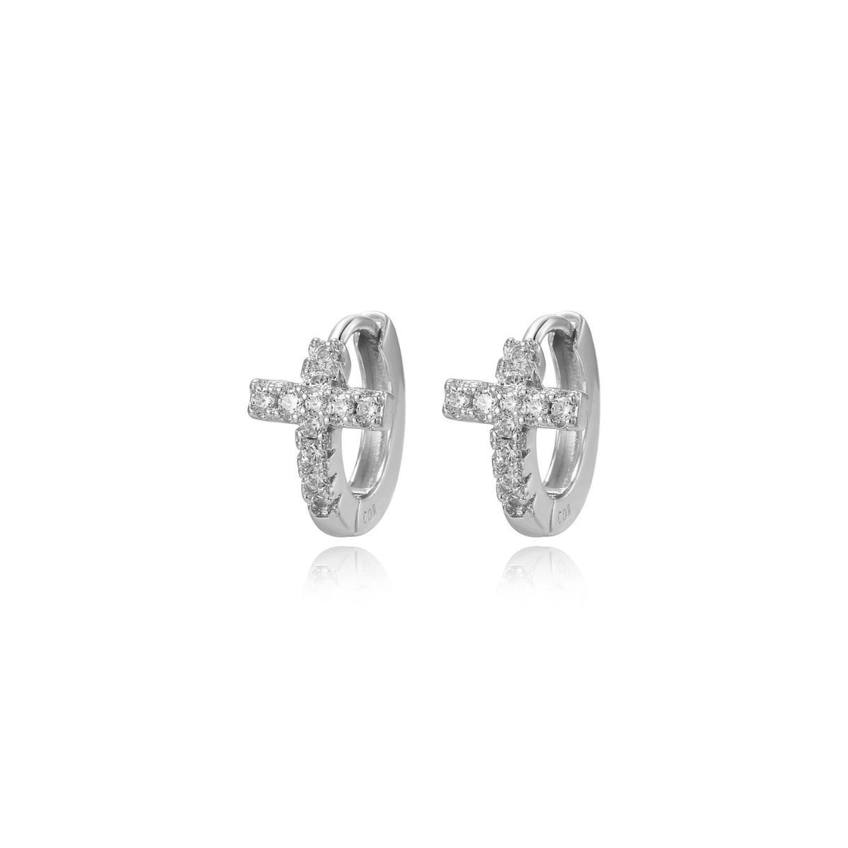 Faith's Embrace Pavé Cross Hoop