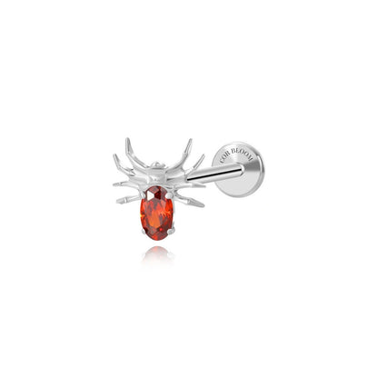 Titanium Red Garnet Spider Flat Back Stud