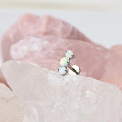 Titanium Elpis White Opal Trinity Cluster Flat Back Stud