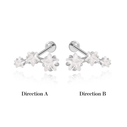 Diamond Trio Star Cluster Flat Back Piercing Stud