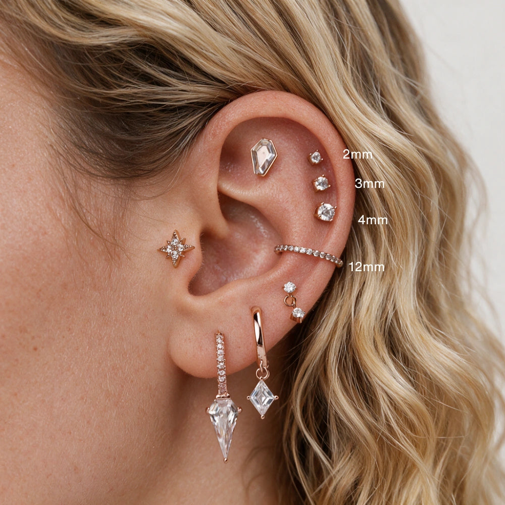 Serina Multisized Titanium Crystal Clicker Helix Hoop | Conch Ring | Septum Clicker