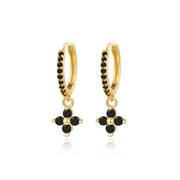 Avra Black Spinel Iridescent Four-Leaf Clover Hoop Earrings