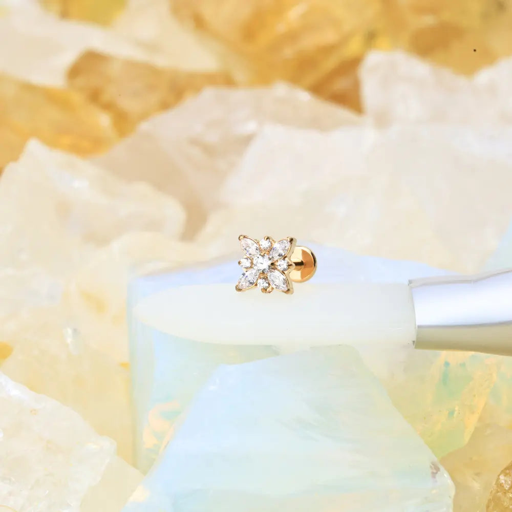 Titanium Theodora Diamond Spring Flower Flat Back Stud