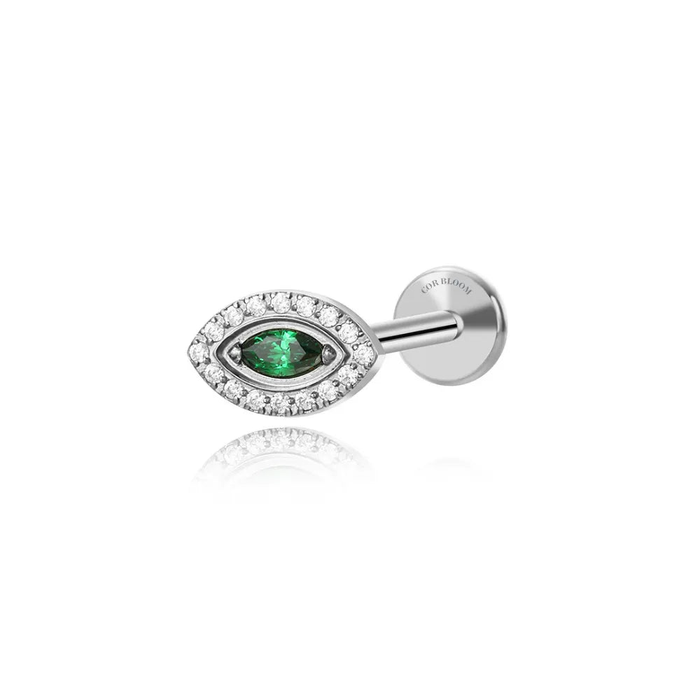 Titanium Green Emerald Marquise Eye Piercing Stud