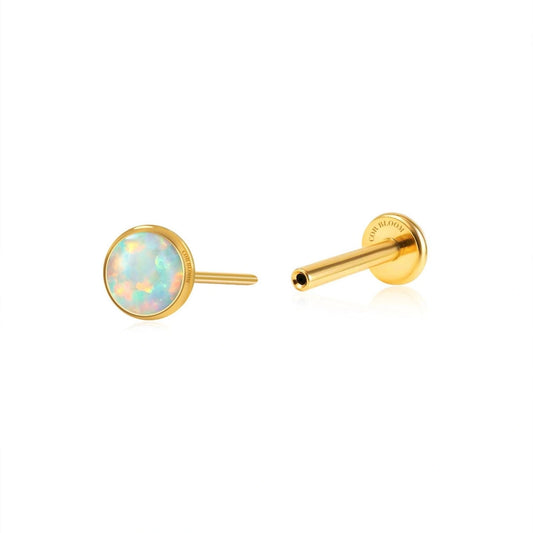 Titanium Light Green Opal Push Pin Piercing Stud